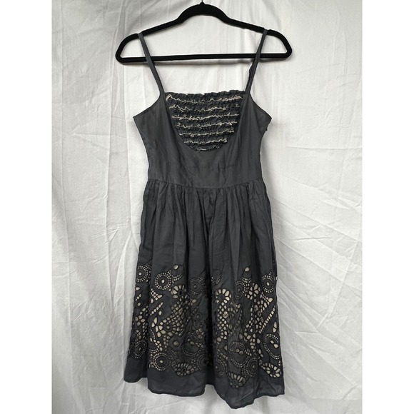 Sleeveless Dress Eyelet Detail Ruffle Trim Casual Summer Dress - Picture 1 of 6